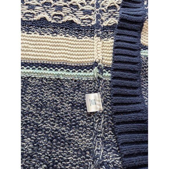 St Johns Bay Navy & Light Blue Nordic Open Front Duster Cardigan Sweater S - Picture 7 of 9